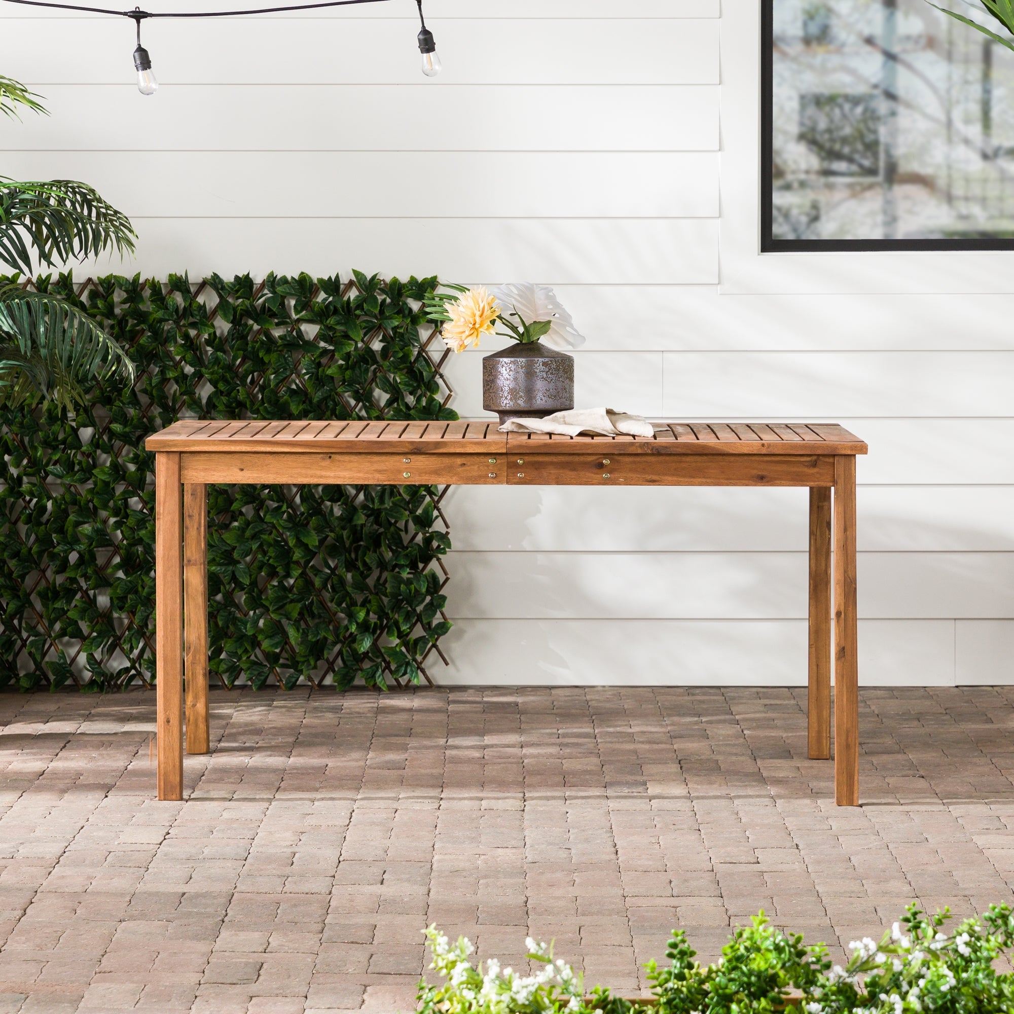Blush Outdoor Slat-Top Acacia Wood Dining Table - Dining Tables