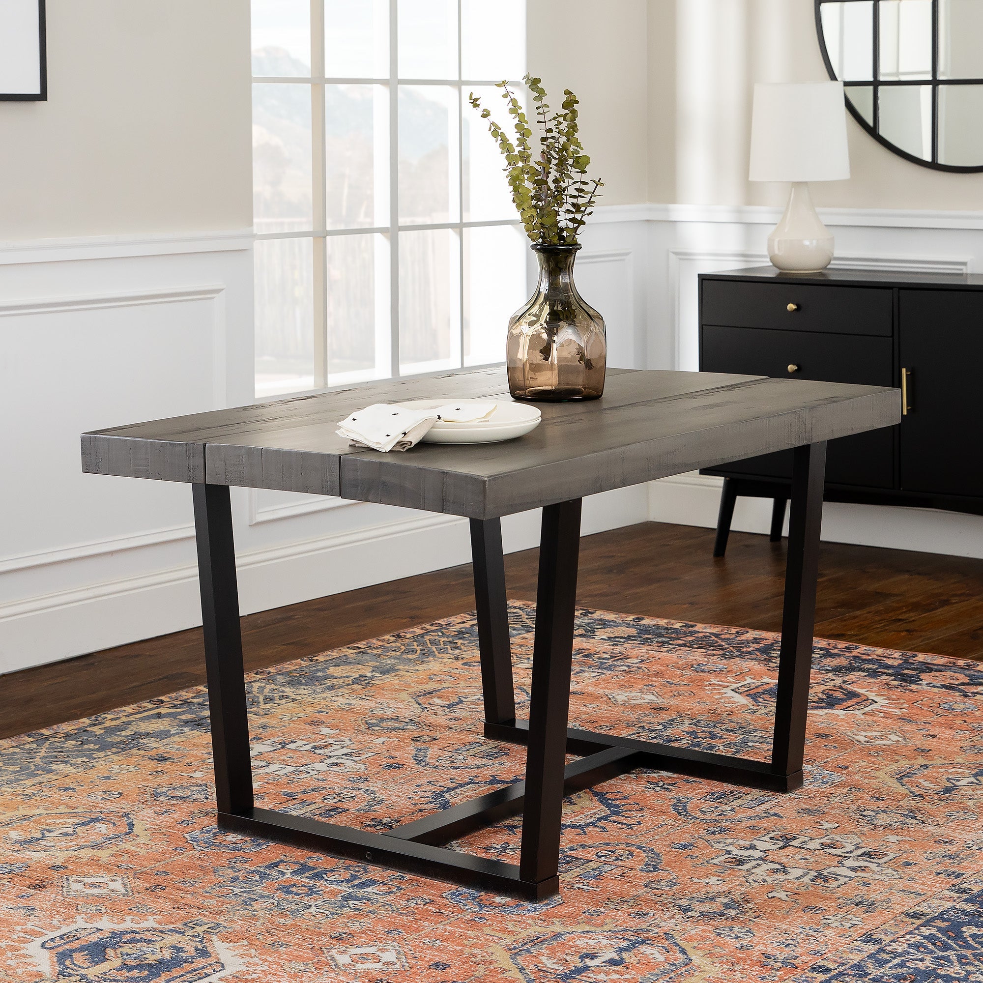 Forest Metal and Solid Distressed Dining Table - Dining Tables