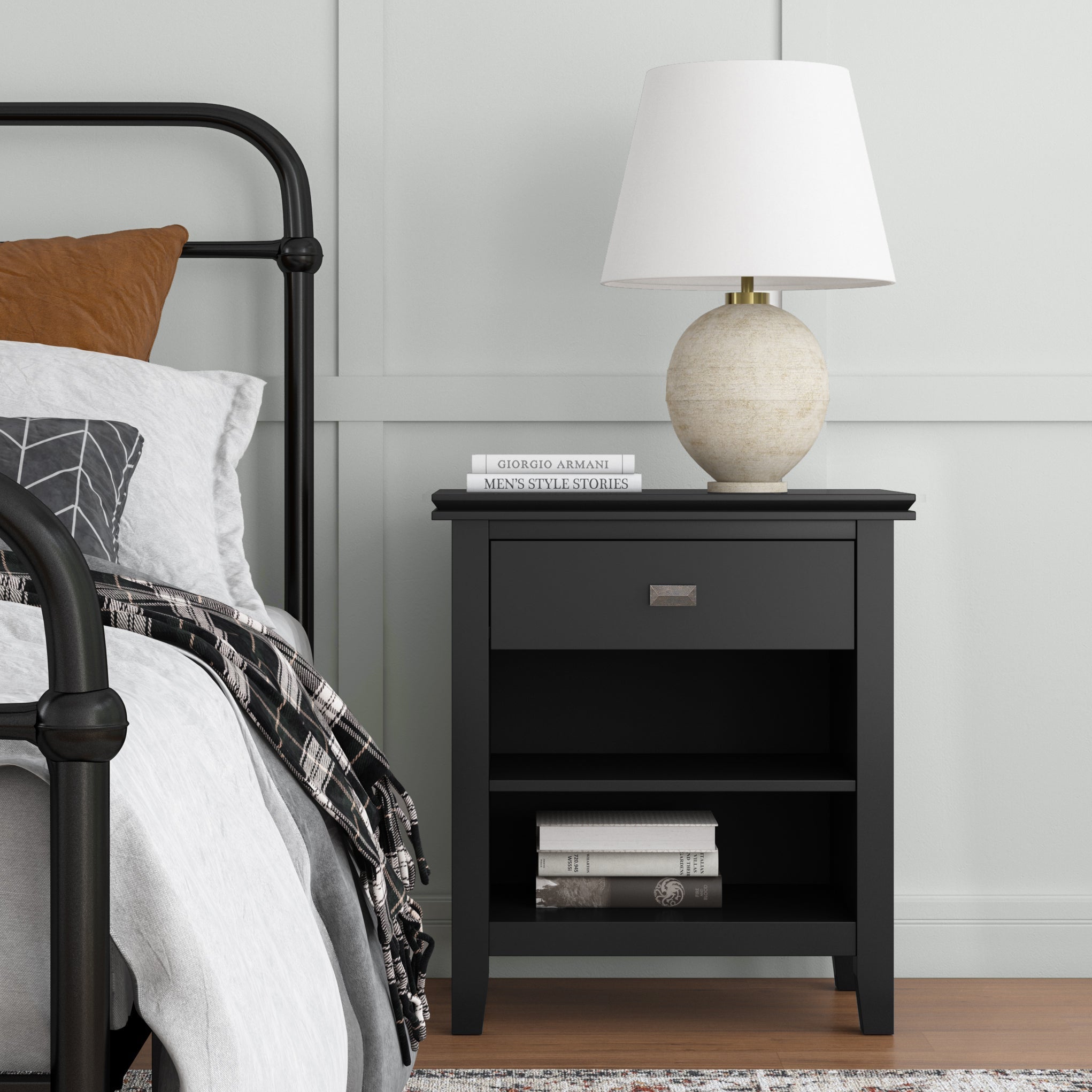 Nightstand with Drawer and Open Shelf Storage - Nightstands