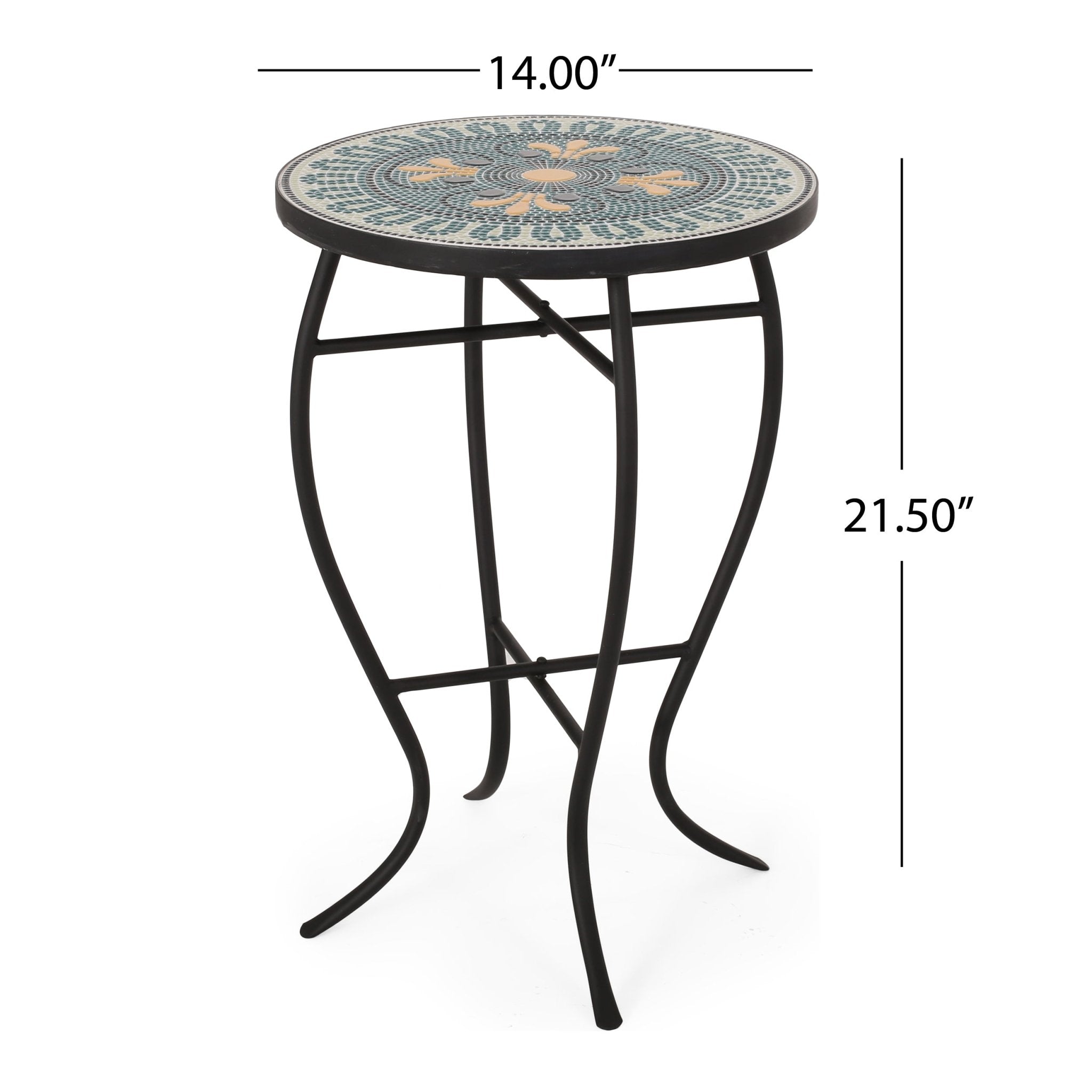Outdoor Side Table with Tile Mosaic Table Top - Side Tables