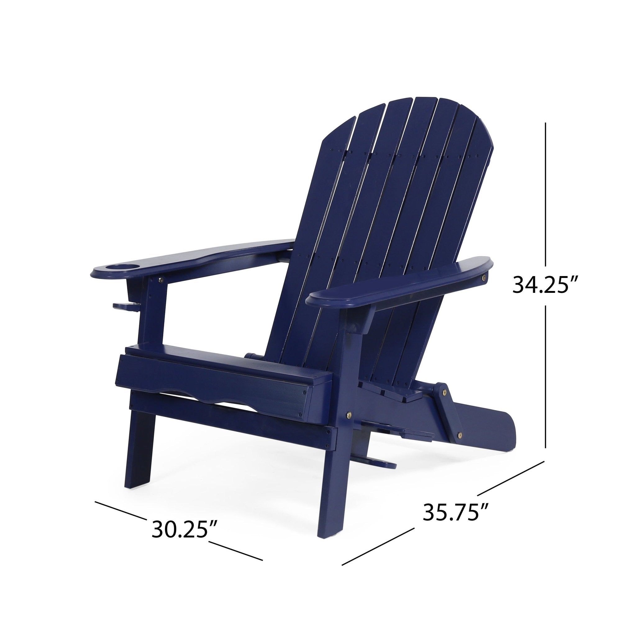 Zenithia Outdoor Foldable Adirondack Chair with 2 Cup Holders - Outdoor Accent Chairs