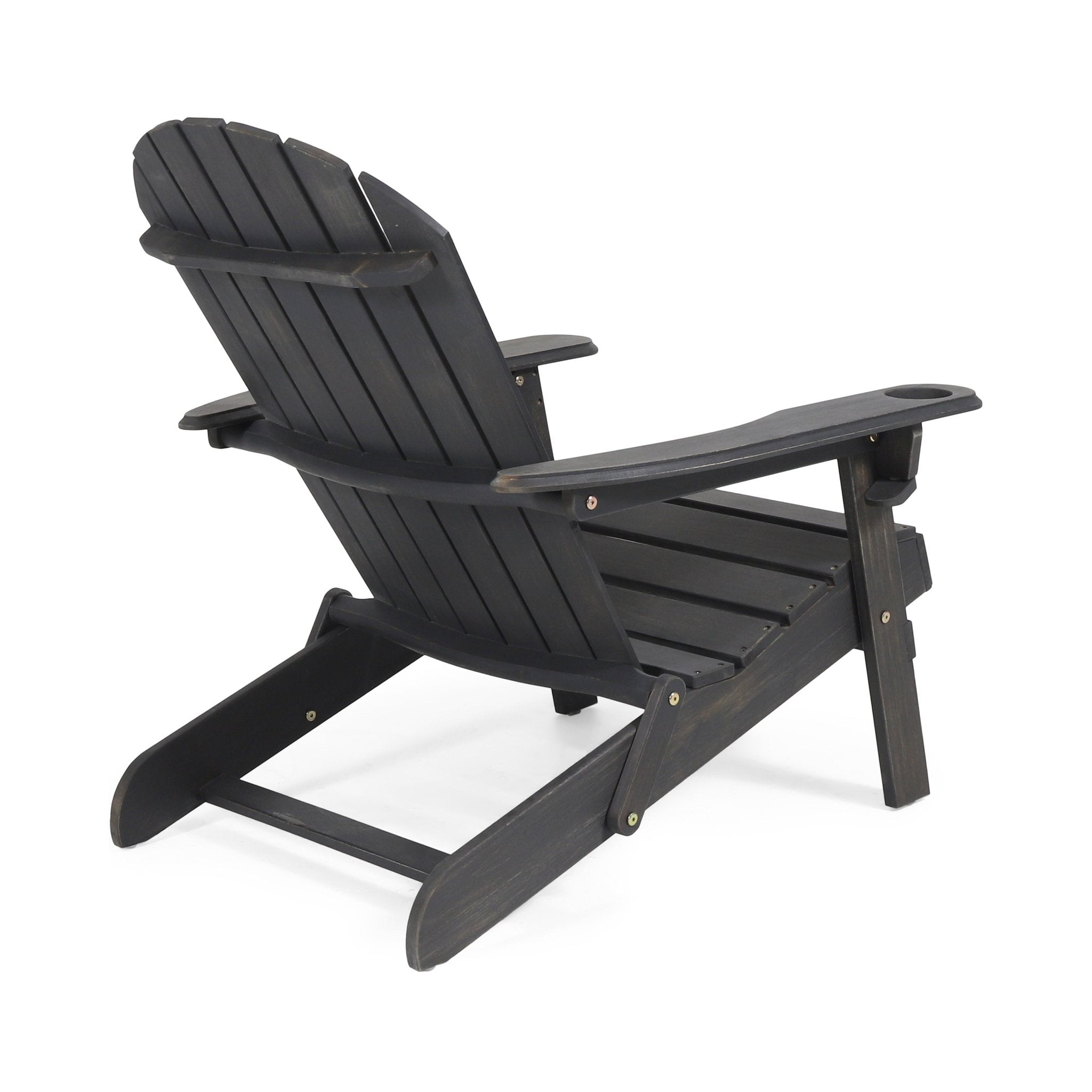 Zenithia Outdoor Foldable Adirondack Chair with 2 Cup Holders - Outdoor Accent Chairs