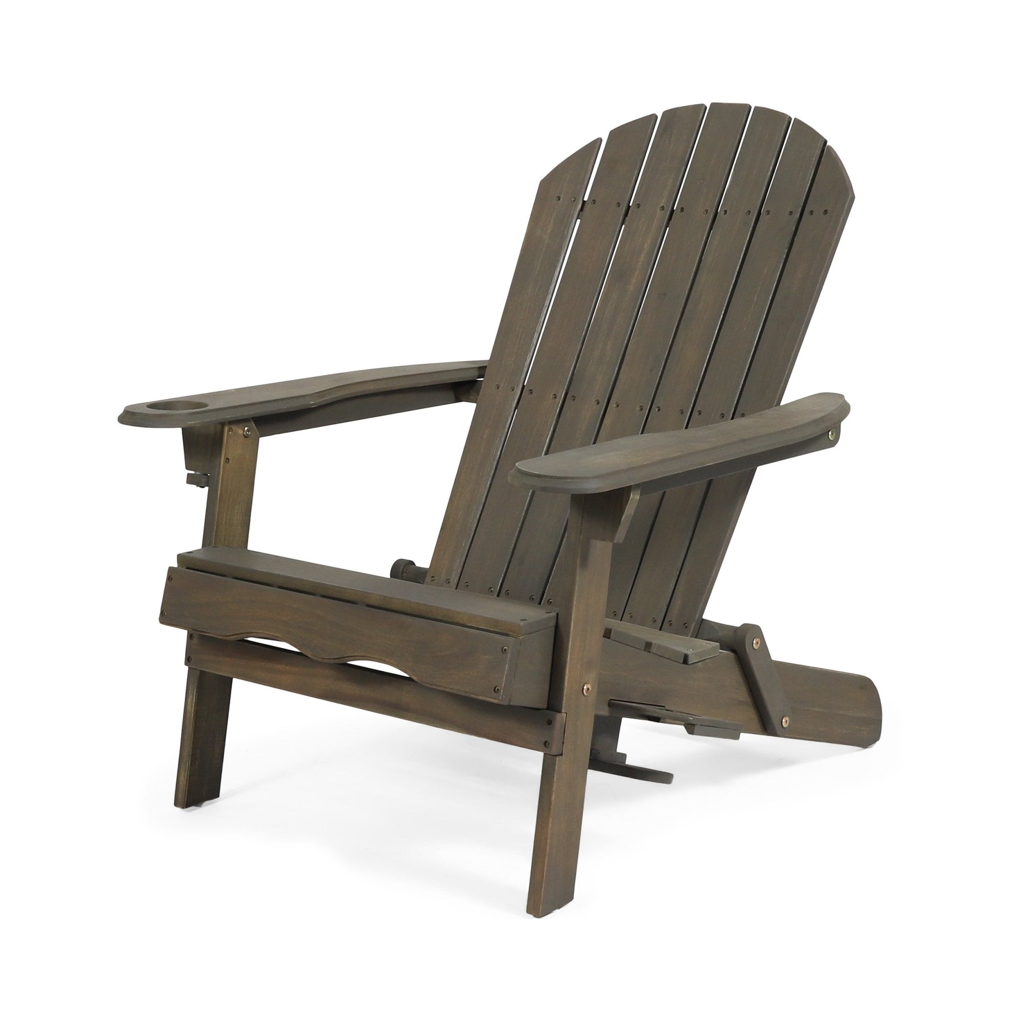 Zenithia Outdoor Foldable Adirondack Chair with 2 Cup Holders - Outdoor Accent Chairs