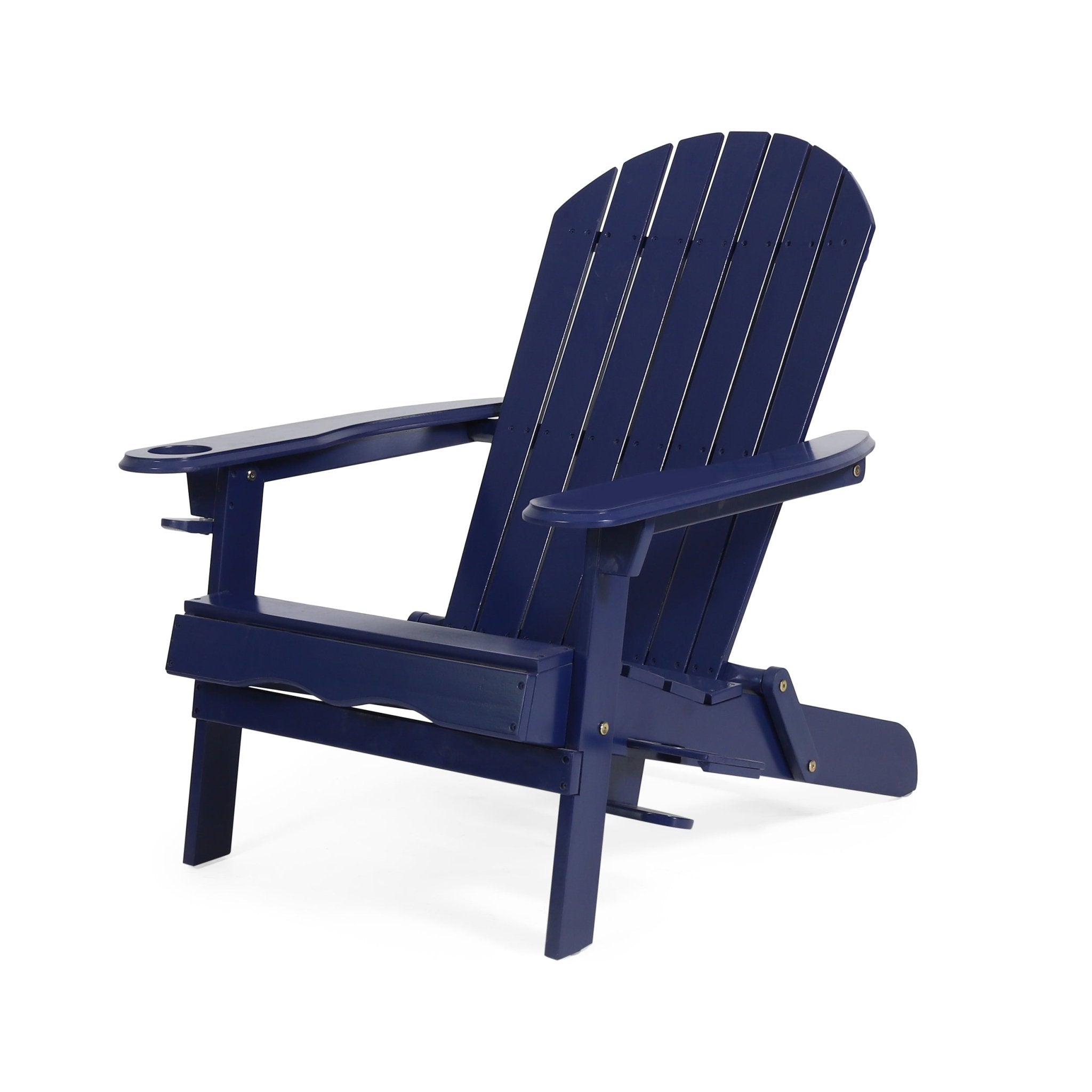 Zenithia Outdoor Foldable Adirondack Chair with 2 Cup Holders - Outdoor Accent Chairs