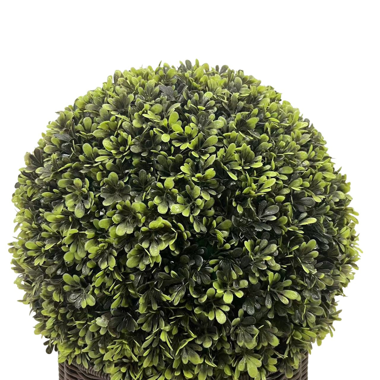 20" Ball Topiary Faux Plant in Woven Pot - Outdoor Decor