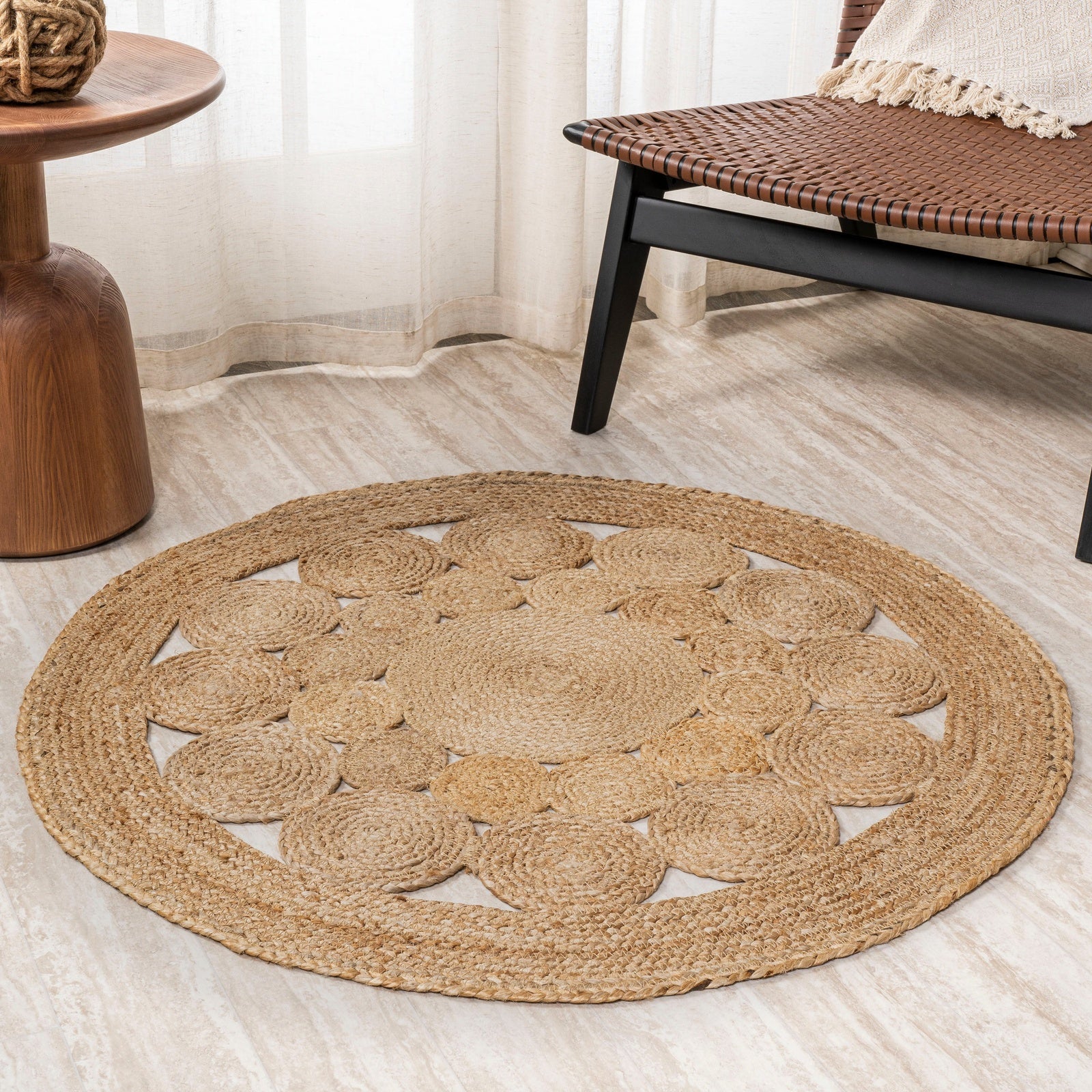 Cassia Natural Jute Boho Circle Natural Area Rug - Pier 1