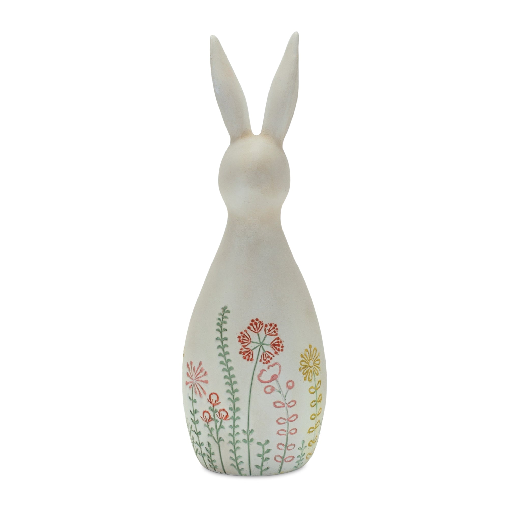 Modern Bunny Rabbit Figurine with Etched Floral Design (Set of 2) - Outdoor Decor