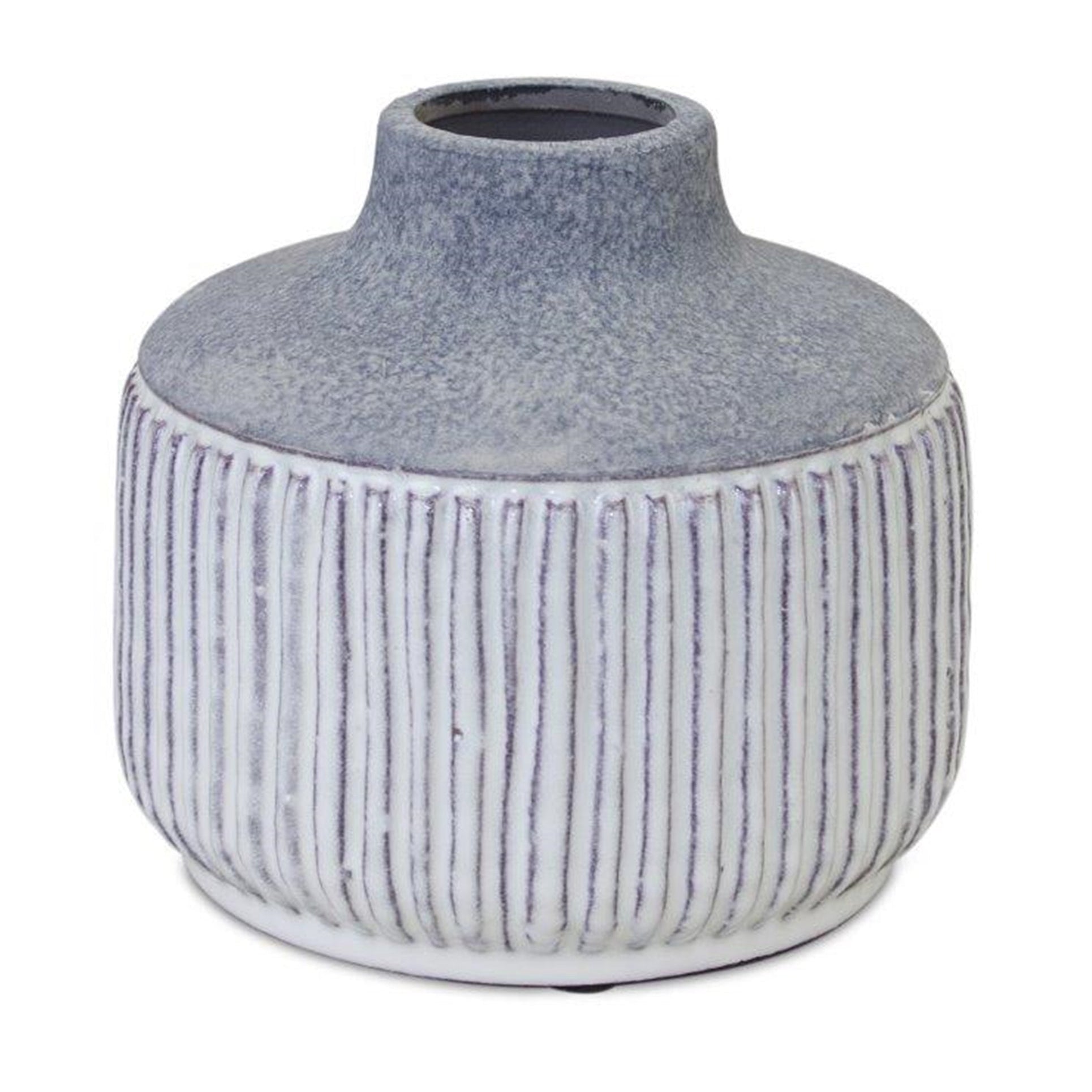 Modern Grey Terra Cotta Vase with Glazed Accent 6"H - Vases