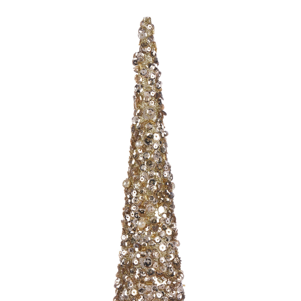 Pier 1 Champagne Sparkle Beaded Cone Set of 2