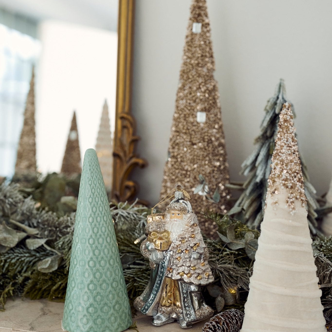 Pier 1 Sparkle and Velvet Beaded Cone Set of 3 - Christmas Decor