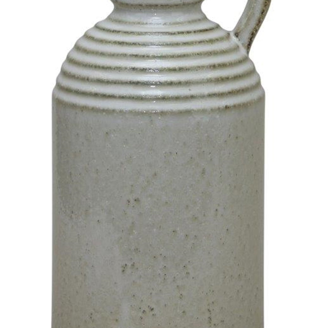 Rustic Ceramic Jug Vase with Washed Cream Finish 11.75"H - Vases