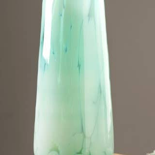 White Splutter Green Glass Long Vase - Vases